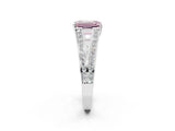 White gold Fancy Pink Emerald Cut Diamond Split Shank Ring with Pavé Band and Four-Prong Setting_60