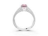 White gold Fancy Pink Emerald Cut Diamond Split Shank Ring with Pavé Band and Four-Prong Setting_61