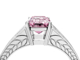 White gold Fancy Pink Emerald Cut Diamond Split Shank Ring with Pavé Band and Four-Prong Setting_62
