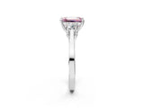 White gold Fancy Pink Emerald Cut Diamond Three-Stone Engagement Ring with Prong Setting and Pavé Band_14