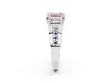 White gold Fancy Pink Emerald Cut Diamond Three-Stone Ring with Channel Set Band and Four-Prong Setting_66