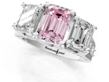 White gold Fancy Pink Emerald Cut Diamond Three-Stone Ring with Channel Set Band and Four-Prong Setting_66