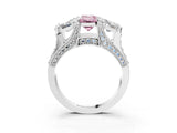 White gold Fancy Pink Emerald Cut Diamond Three-Stone Ring with Channel Set Band and Four-Prong Setting_67