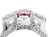 White gold Fancy Pink Emerald Cut Diamond Three-Stone Ring with Channel Set Band and Four-Prong Setting_68