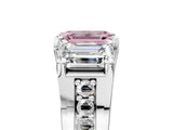 White gold Fancy Pink Emerald Cut Diamond Three-Stone Ring with Channel Set Band and Four-Prong Setting_70