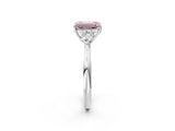 White gold Fancy Pink Emerald Cut Diamond Three-Stone Ring with Pear  Side Stones and Prong Setting_122