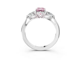 White gold Fancy Pink Emerald Cut Diamond Three-Stone Ring with Pear  Side Stones and Prong Setting_123