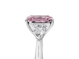 White gold Fancy Pink Emerald Cut Diamond Three-Stone Ring with Pear  Side Stones and Prong Setting_124