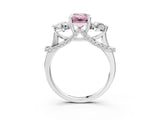 White gold Fancy Pink Emerald Cut Diamond Three-Stone Ring with Prong Setting and Pavé Band_3