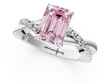 White gold Fancy Pink Emerald  Cut Diamond Twist Band Solitaire with Prong Setting_25