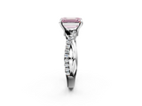 White gold Fancy Pink Emerald  Cut Diamond Twist Band Solitaire with Prong Setting_26