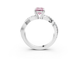 White gold Fancy Pink Emerald  Cut Diamond Twist Band Solitaire with Prong Setting_27