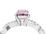 White gold Fancy Pink Emerald  Cut Diamond Twist Band Solitaire with Prong Setting_28