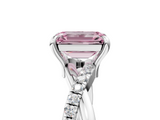 White gold Fancy Pink Emerald  Cut Diamond Twist Band Solitaire with Prong Setting_29