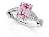 White gold Fancy Pink Emerald  Cut Diamond Twisted Band Engagement Ring with Prong Setting_4