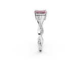 White gold Fancy Pink Emerald  Cut Diamond Twisted Band Engagement Ring with Prong Setting_5