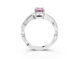 White gold Fancy Pink Emerald  Cut Diamond Twisted Band Engagement Ring with Prong Setting_6