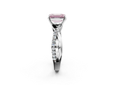 White gold Fancy Pink Emerald  Cut Diamond Twisted Band with Pavé Setting and Four-Prong Setting_22