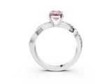 White gold Fancy Pink Emerald  Cut Diamond Twisted Band with Pavé Setting and Four-Prong Setting_23
