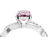 White gold Fancy Pink Emerald  Cut Diamond Twisted Band with Pavé Setting and Four-Prong Setting_24