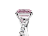 White gold Fancy Pink Emerald  Cut Diamond Twisted Band with Pavé Setting and Four-Prong Setting_25