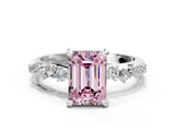 White gold Fancy Pink Emerald  Cut Diamond Vine Band with Four-Prong Setting_58