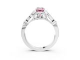 White gold Fancy Pink Emerald  Cut Diamond with Milgrain Marquise and Bezel Accents on a Solitaire Band with Prong Setting_194