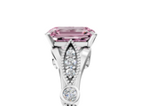 White gold Fancy Pink Emerald  Cut Diamond with Milgrain Marquise and Bezel Accents on a Solitaire Band with Prong Setting_196