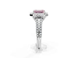White gold Fancy Pink Emerald  Cut Double Halo Diamond Engagement Ring with Pave Band and Four-Prong Setting_79