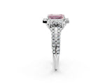 White gold Fancy Pink Emerald  Cut Double Halo Diamond Engagement Ring with Pave Band and Four-Prong Setting_95