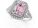 White gold Fancy Pink Emerald  Cut Double Halo Split Shank Diamond Ring with Prong Setting_50