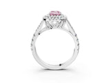 White gold Fancy Pink Emerald  Cut Double Halo Split Shank Diamond Ring with Prong Setting_52