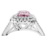 White gold Fancy Pink Emerald  Cut Double Halo Split Shank Diamond Ring with Prong Setting_53