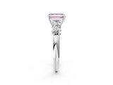 White gold Fancy Pink Emerald  Cut Five-Stone Prong Set Diamond Ring with Classic Band_35