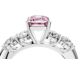 White gold Fancy Pink Emerald  Cut Five-Stone Prong Set Diamond Ring with Classic Band_36