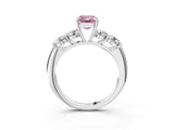 White gold Fancy Pink Emerald  Cut Five-Stone Prong Set Diamond Ring with Classic Band_36