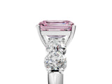 White gold Fancy Pink Emerald  Cut Five-Stone Prong Set Diamond Ring with Classic Band_37