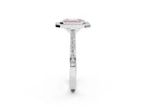 White gold Fancy Pink Emerald Cut Halo Bezel Diamond Pave Band Ring_2