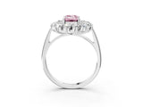 White gold Fancy Pink Emerald Cut Halo Cluster Diamond Ring with Pave Band and Four-Prong Setting_15