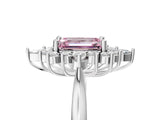 White gold Fancy Pink Emerald Cut Halo Diamond Cluster Ring with Marquise and Round Stones on a White Gold Band with Prong Setting_5