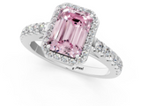 White gold Fancy Pink Emerald  Cut Halo Diamond Engagement Ring with Pave Band and Four-Prong Setting_29