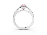 White gold Fancy Pink Emerald  Cut Halo Diamond Engagement Ring with Pave Band and Four-Prong Setting_31