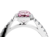 White gold Fancy Pink Emerald  Cut Halo Diamond Engagement Ring with Pave Band and Four-Prong Setting_32