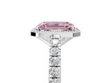 White gold Fancy Pink Emerald  Cut Halo Diamond Engagement Ring with Pave Band and Four-Prong Setting_33