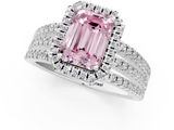 White gold Fancy Pink Emerald  Cut Halo Diamond Engagement Ring with Split Shank and Four-Prong Setting_21