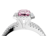 White gold Fancy Pink Emerald  Cut Halo Diamond Engagement Ring with Split Shank and Four-Prong Setting_24