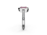 White gold Fancy Pink Emerald  Cut Halo Diamond Pave Band Ring with Four-Prong Setting_116