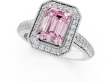 White gold Fancy Pink Emerald  Cut Halo Diamond Pave Band with Four-Prong Setting_38