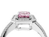 White gold Fancy Pink Emerald  Cut Halo Diamond Pave Band with Four-Prong Setting_40
