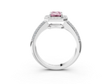 White gold Fancy Pink Emerald  Cut Halo Diamond Pave Band with Four-Prong Setting_40